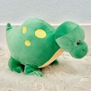 Apatosaurus Puffyfluff Green/Yellow Color Plushy 11”long Dinosaur NEW